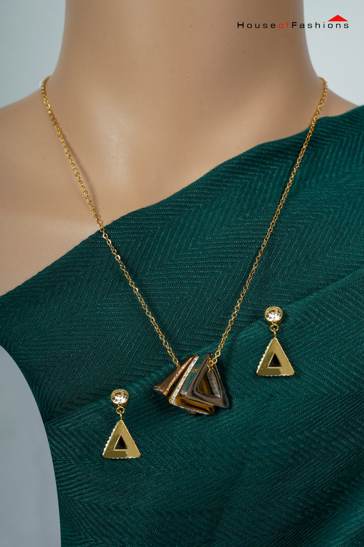 Geometric Luxe Pendant & Earring Set