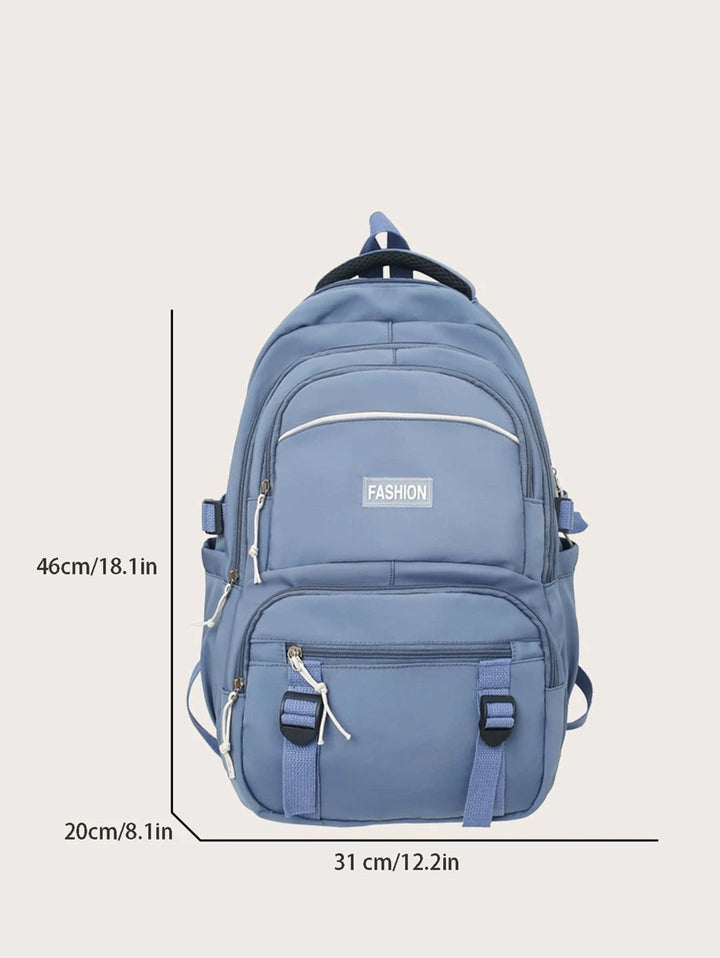 Large Capacity Student Backpack Fashion Solid Laptop Bag Versatile Waterproof Shoulder Bag