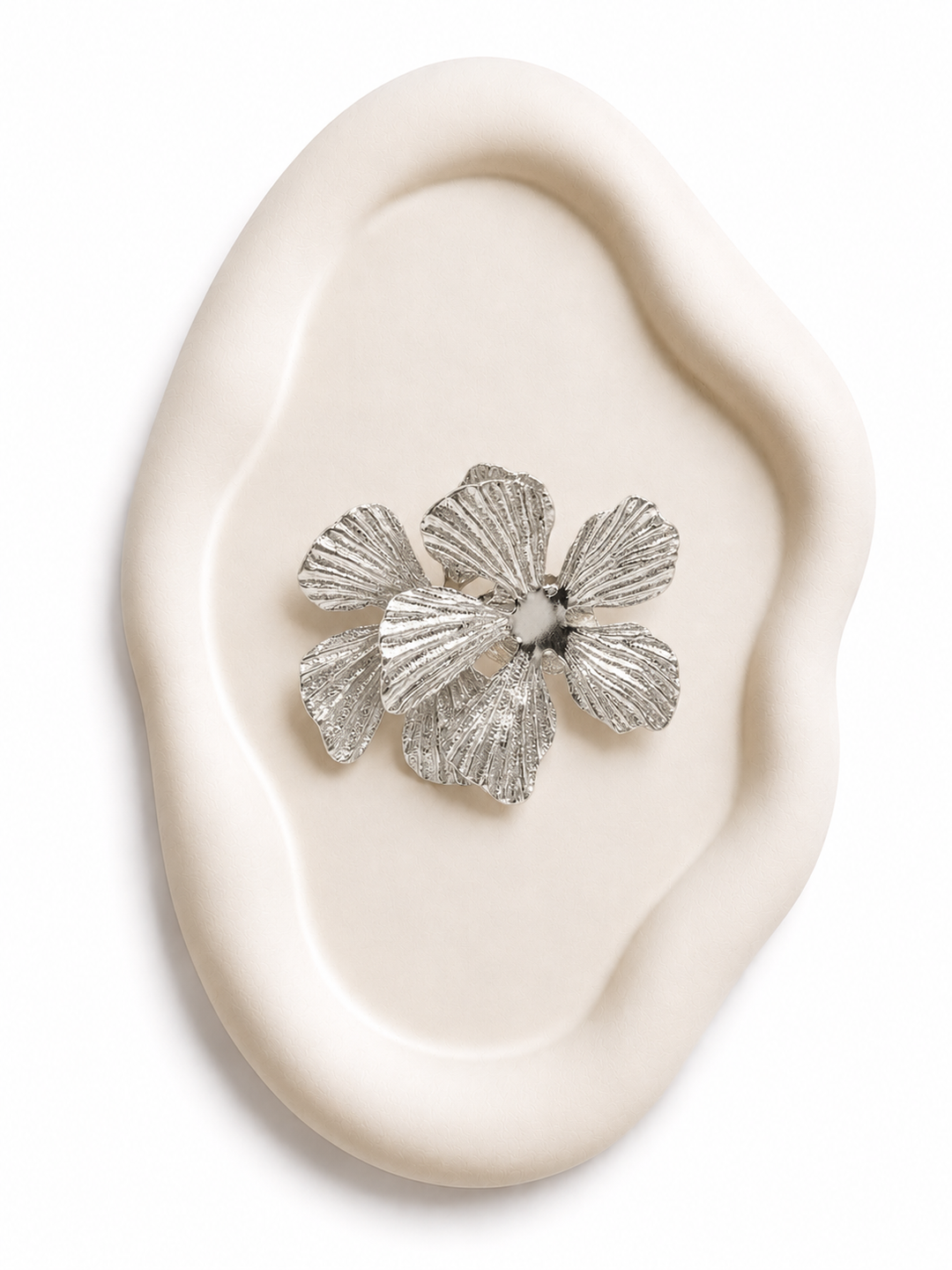 silver floral earrings