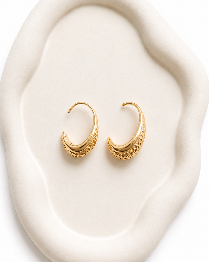 Gold Crescent Earrings