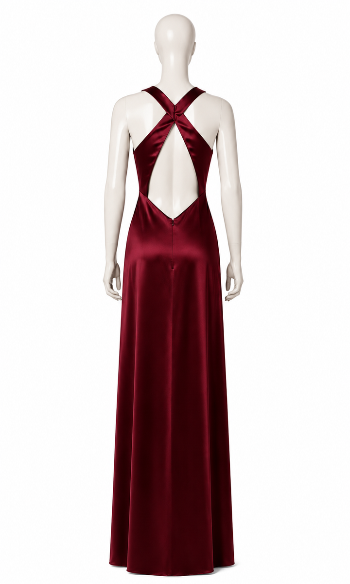 Maroon Satin Gown