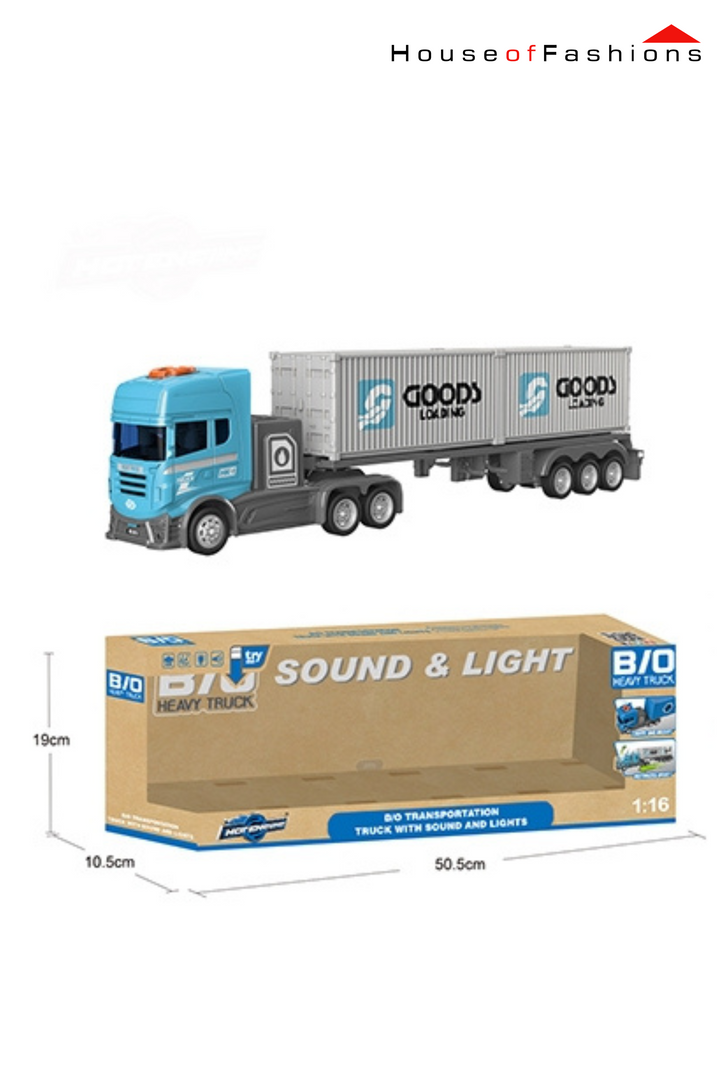 Truck Blue Fraction Drive Two Containers With Lights Sounds