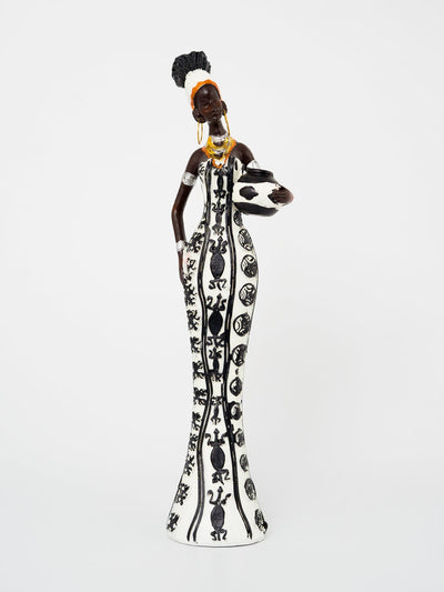 Black & White African Lady Statue